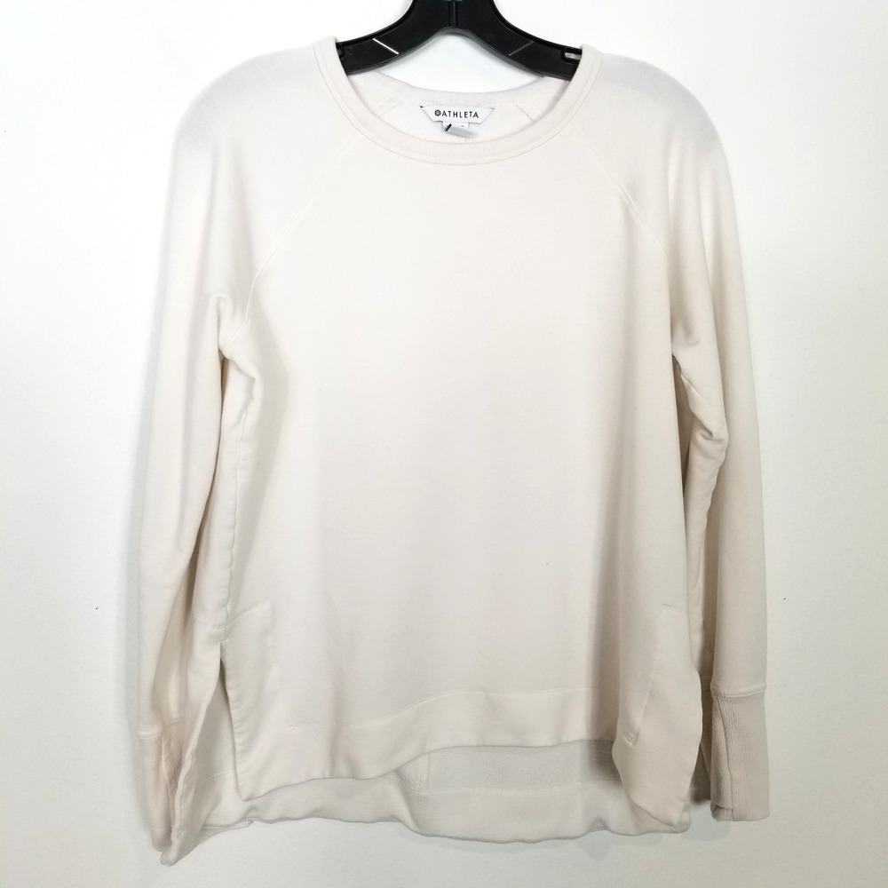 Athleta Women Coaster Luxe Recover Sweatshirt Sz S Magnolia‎ White Athletic
